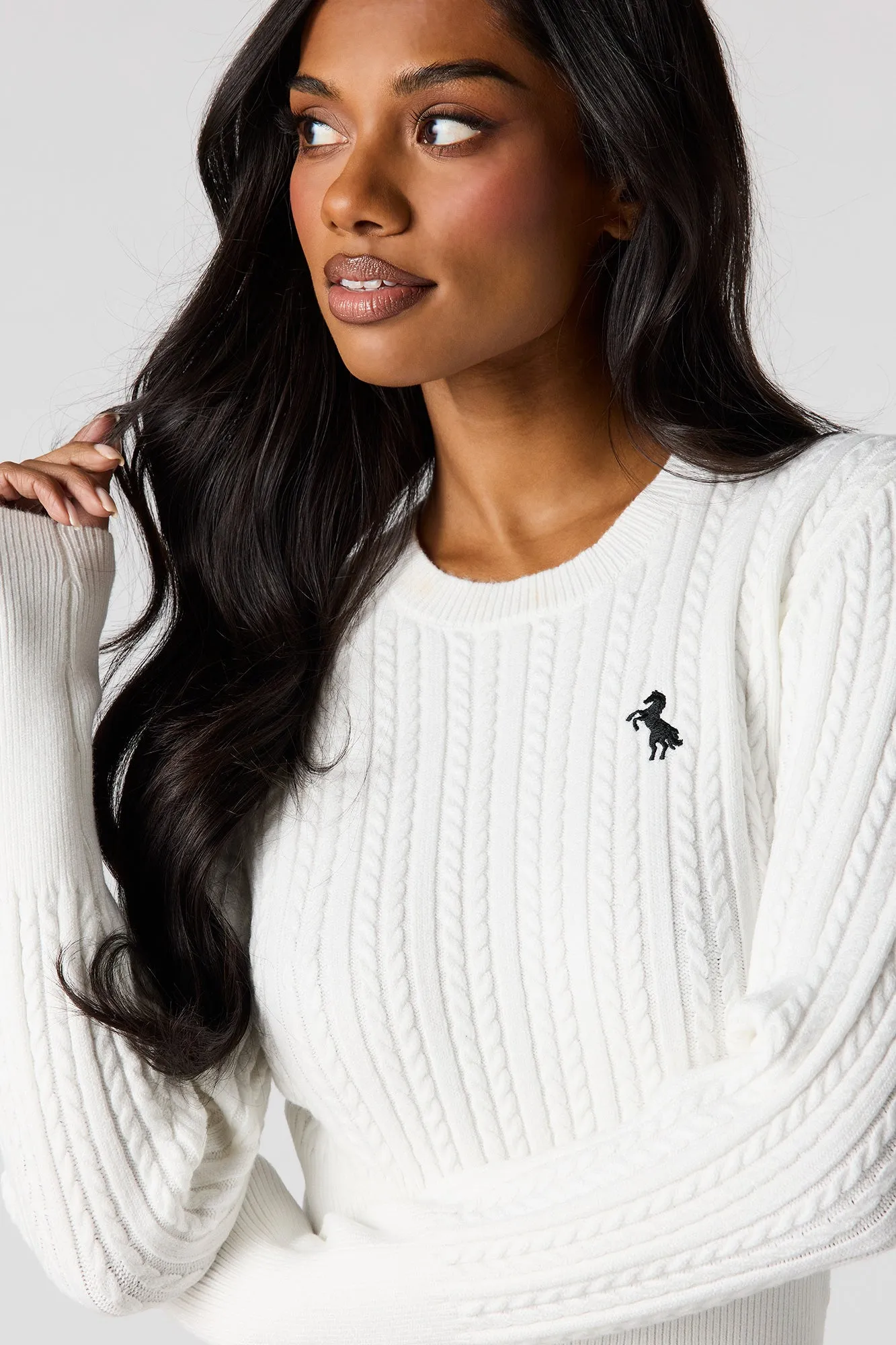 Embroidered Cable Knit Sweater sold by Urban Planet product image thumbnail 4