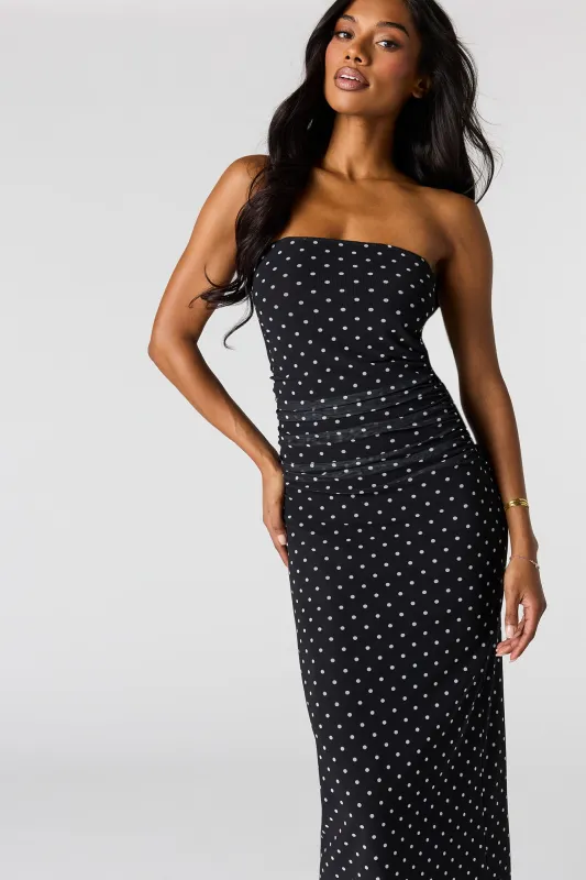 Mesh Ruched Tube Maxi Dress made by Stitches