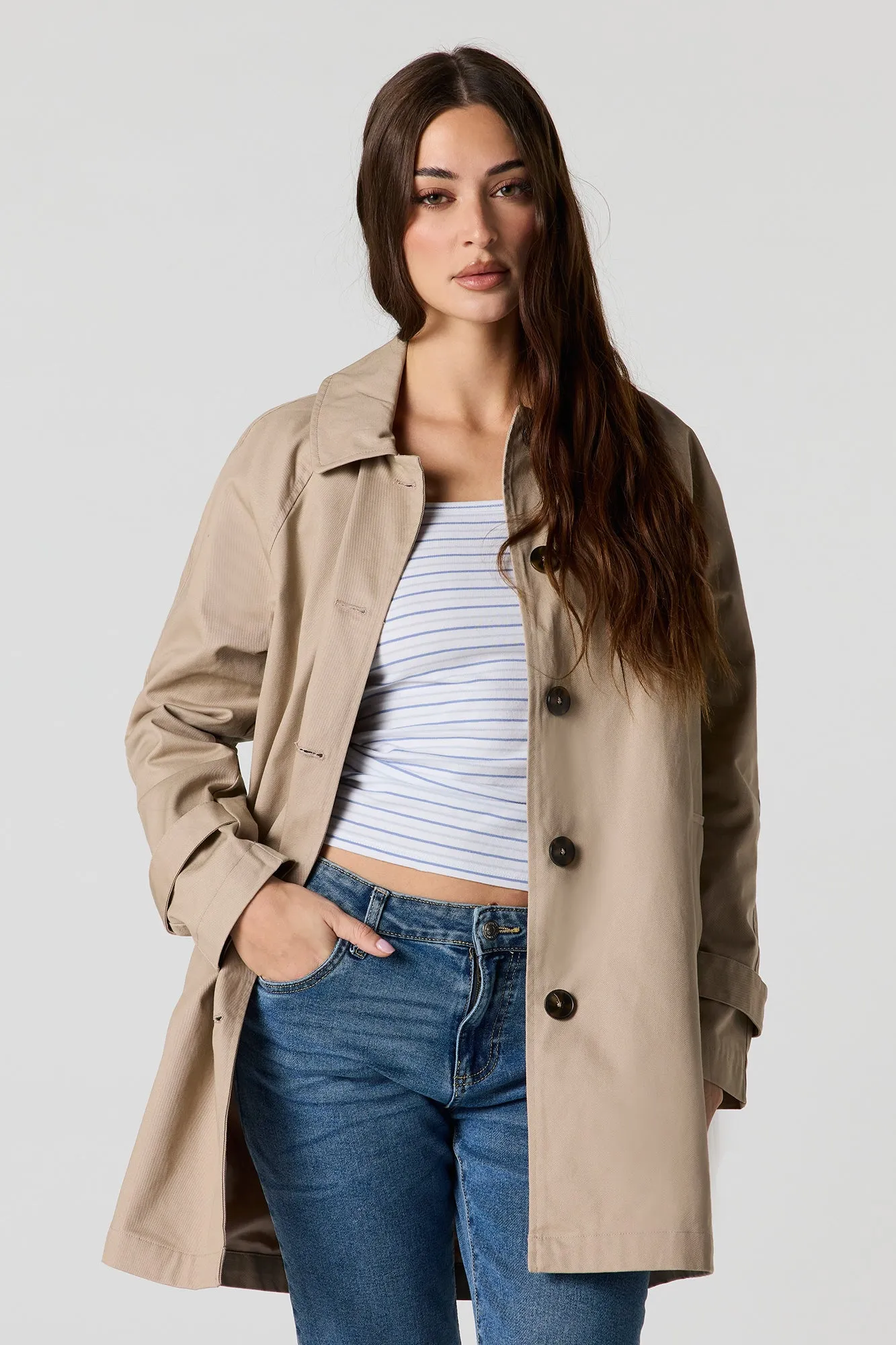 Midi Button Front Jacket sold by Urban Planet