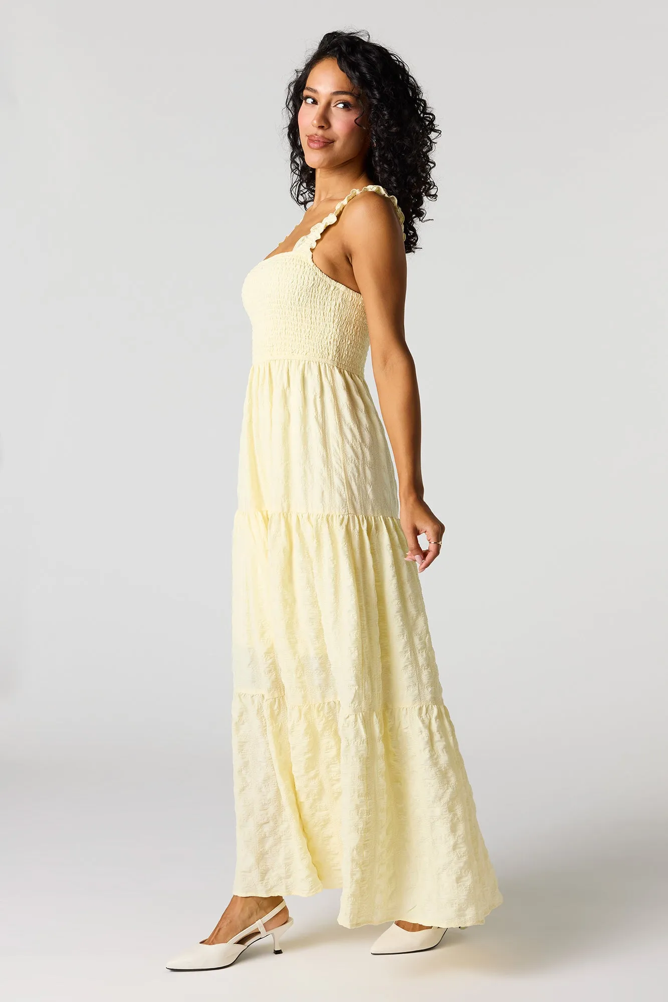 Smocked Ruffle Strap Tiered Maxi Dress sold by Urban Planet product image thumbnail 2