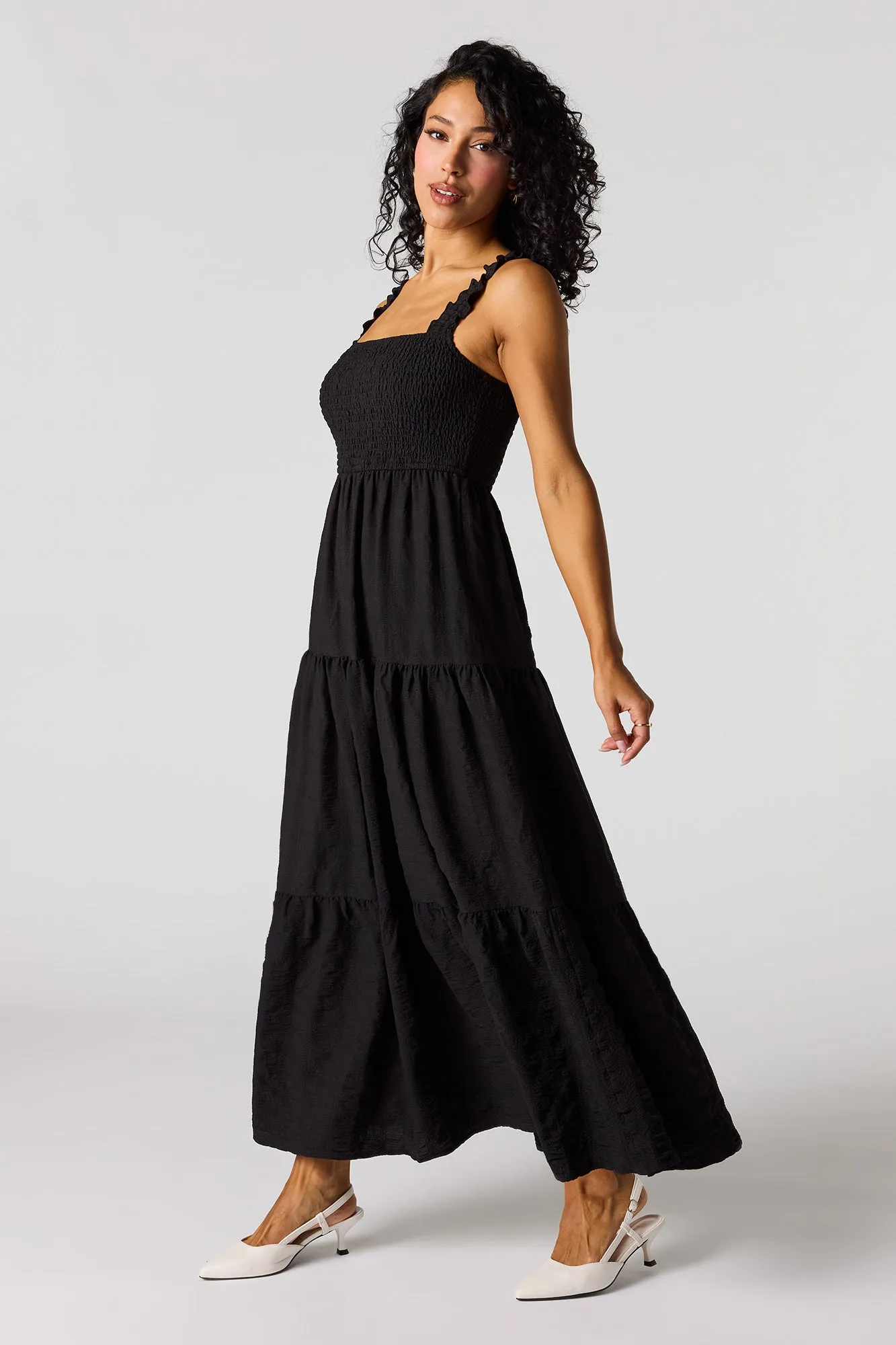 Smocked Ruffle Strap Tiered Maxi Dress sold by Urban Planet product image thumbnail 5