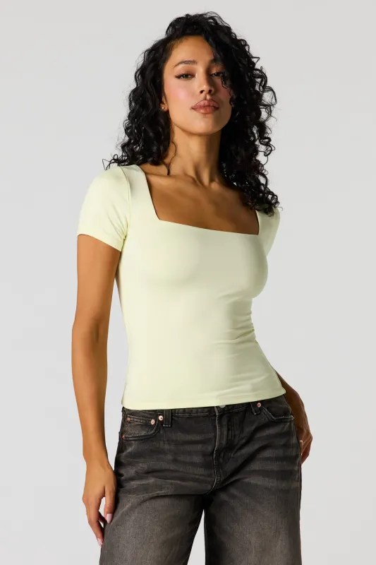 Contour Square Neck Short Sleeve Top made by Urban Planet