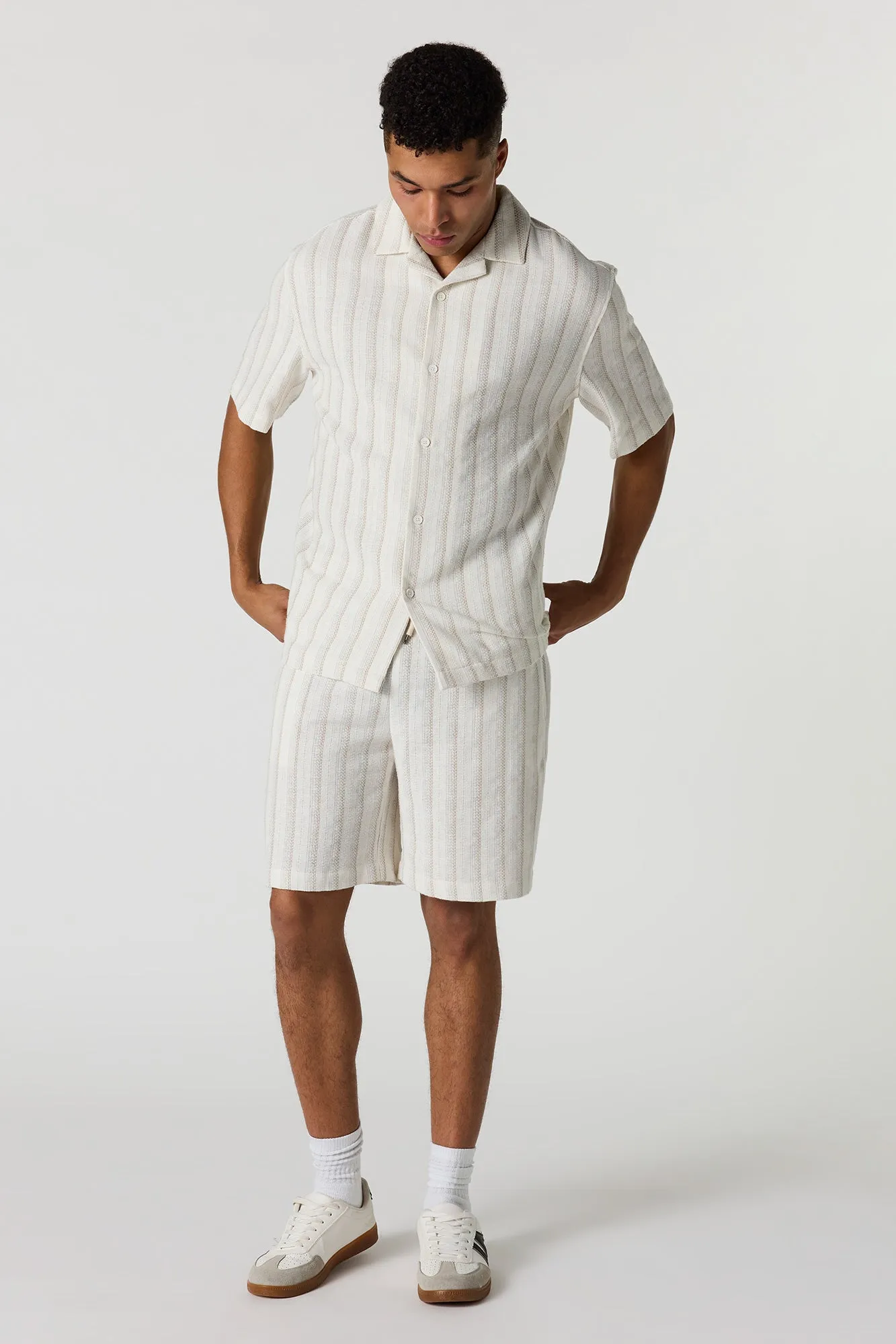 Textured Striped Button-Up Collared Top sold by Urban Planet product image thumbnail 3