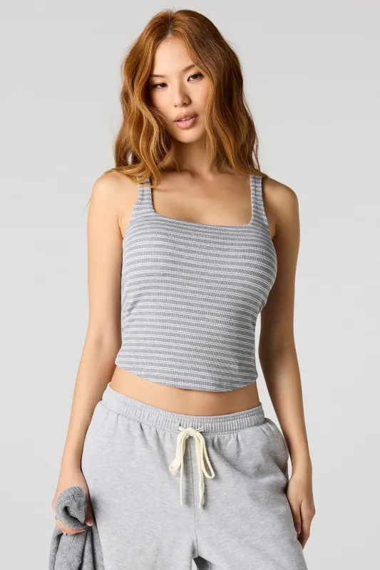 Braless Ribbed Square Neck Tank sold by Urban Planet