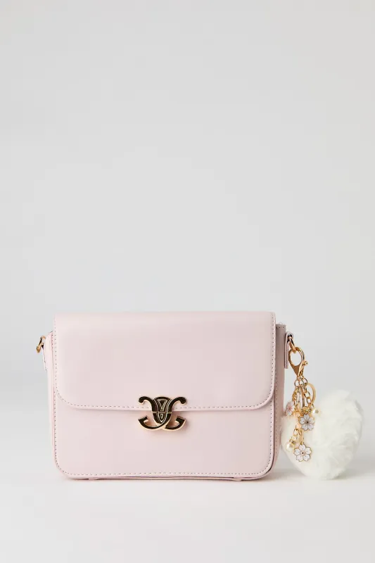Faux Leather Crossbody Bag with Keychain sold by Urban Planet