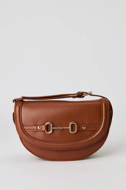 Faux Leather Crossbody Saddle Bag sold by Urban Planet