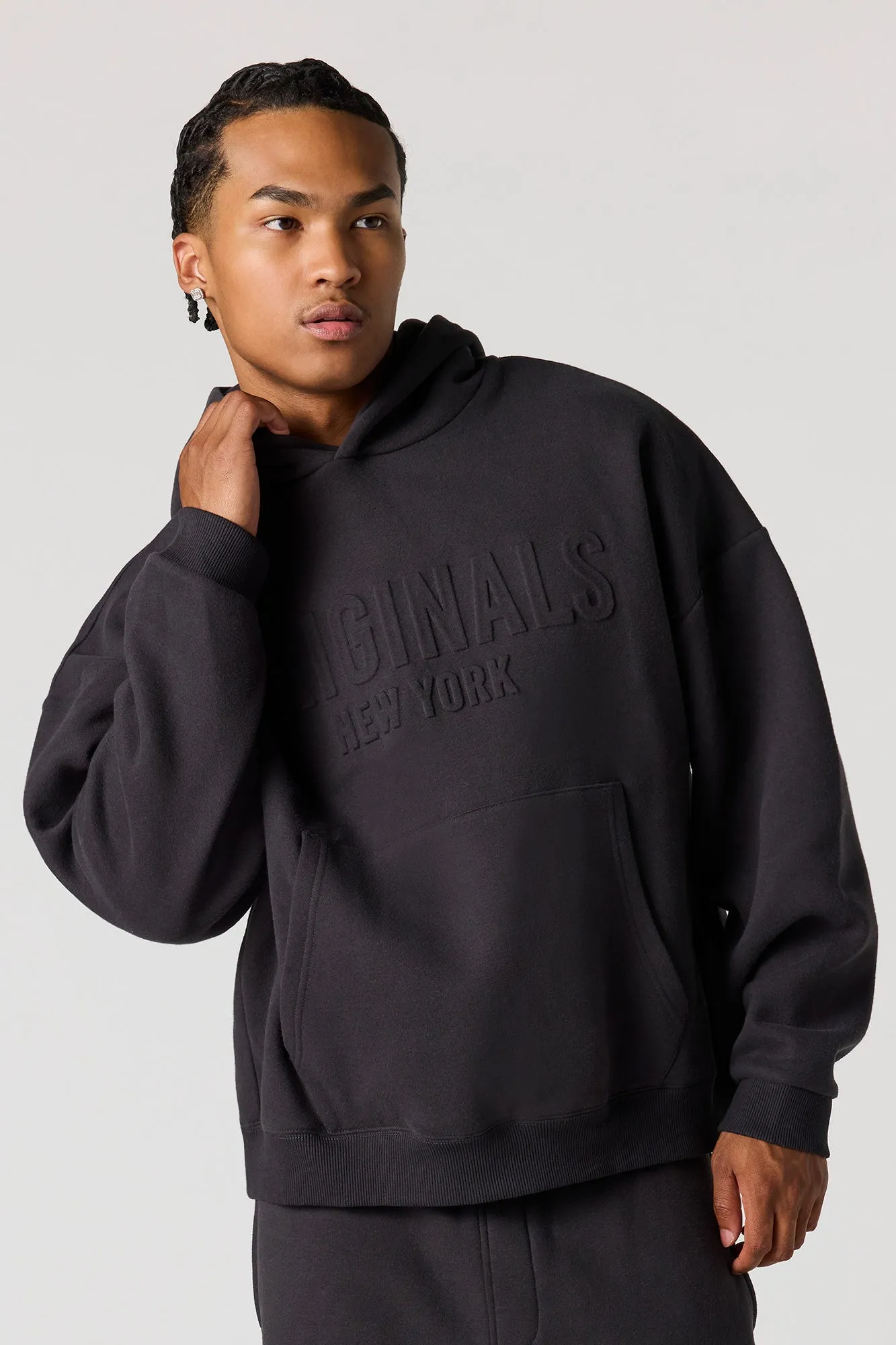 Premium Heavy Weight Fleece Embossed Boxy Hoodie sold by Urban Planet product image thumbnail 4