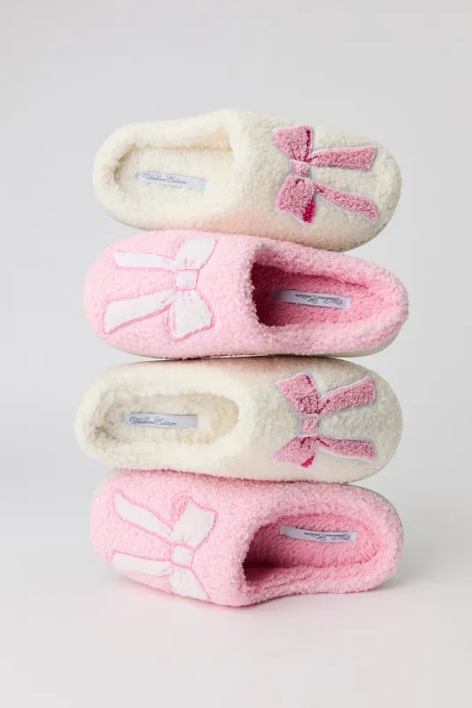 Bow Sherpa Slippers sold by Urban Planet