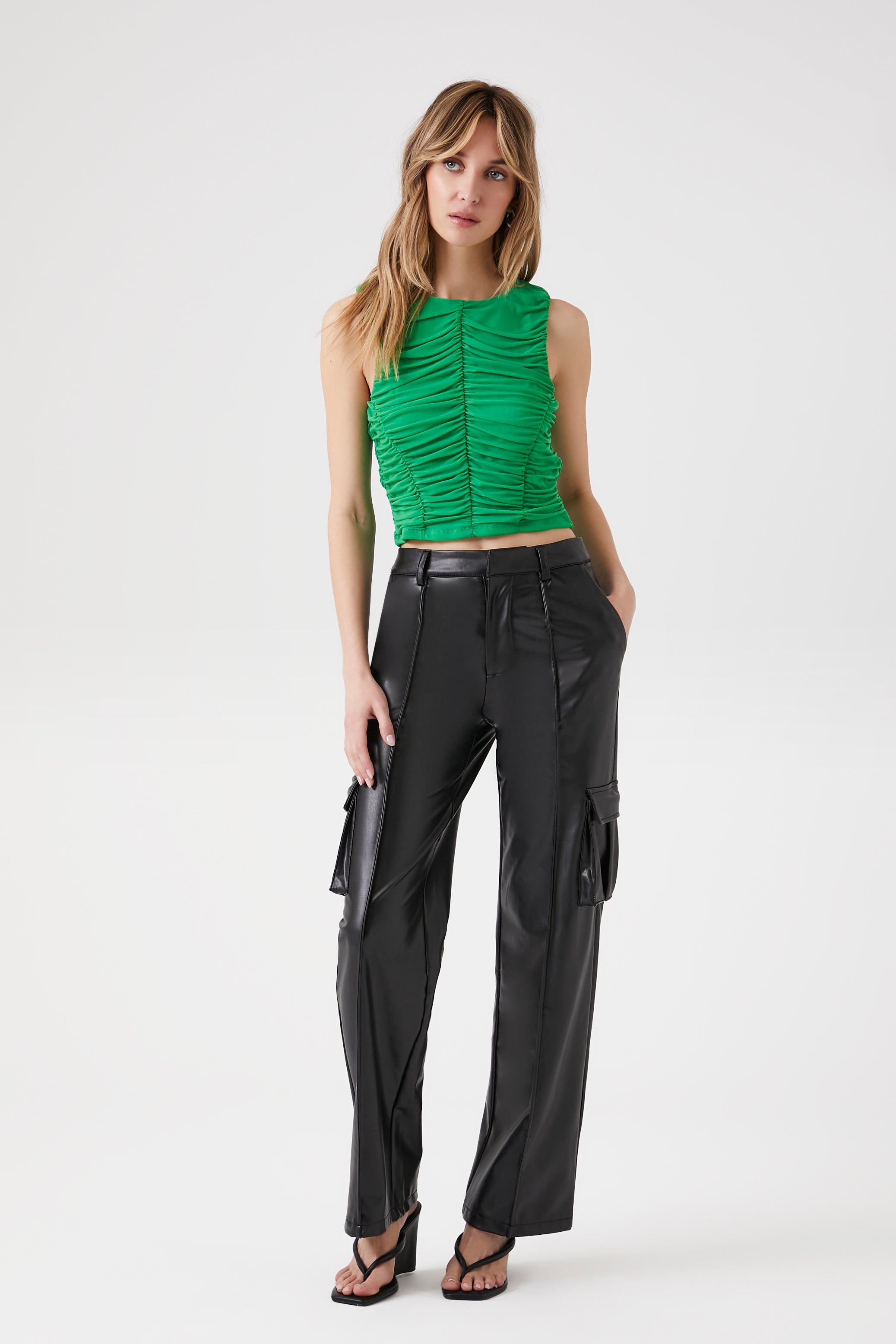Mesh Ruched Crop Top sold by Urban Planet product image thumbnail 4