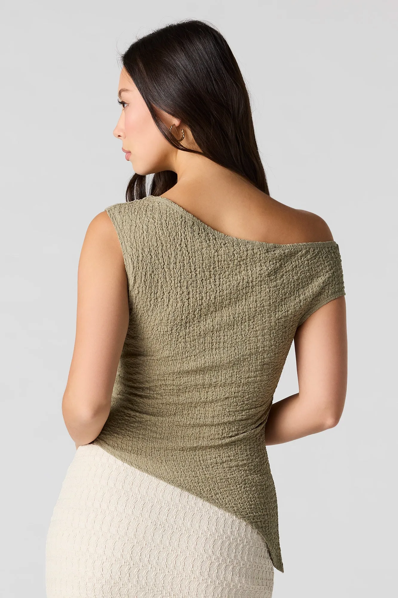 Textured One Shoulder Asymmetrical Top sold by Urban Planet product image thumbnail 2
