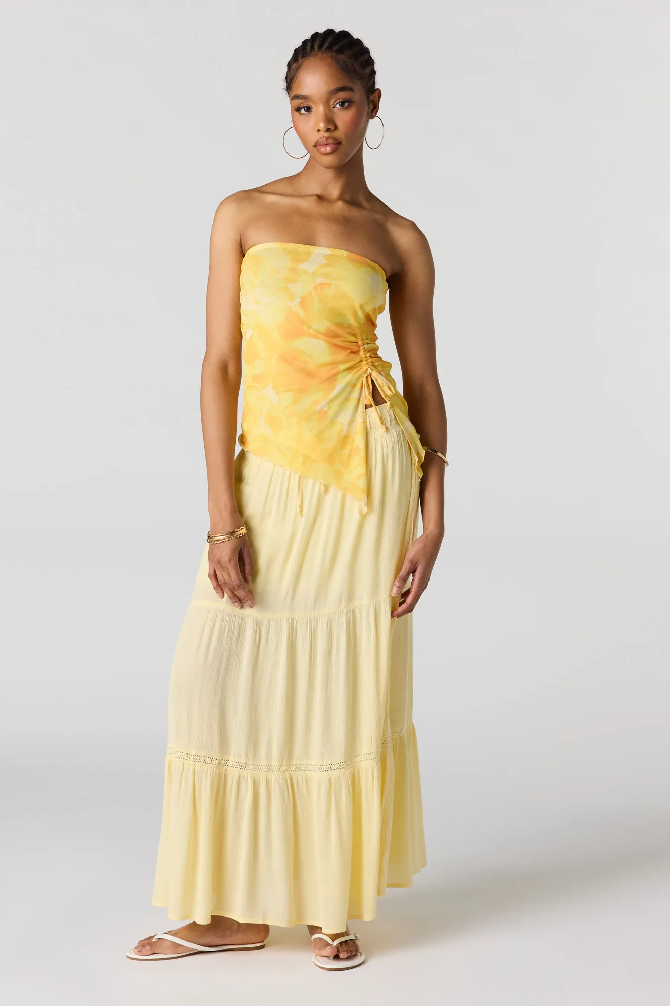Printed Mesh Asymmetrical Tube Top sold by Urban Planet product image thumbnail 3
