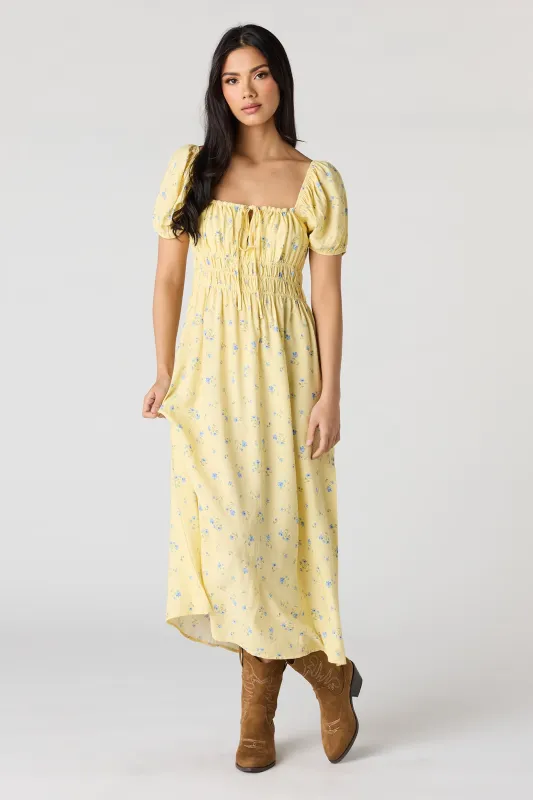 Floral Puff Sleeve Midi Dress sold by Urban Planet