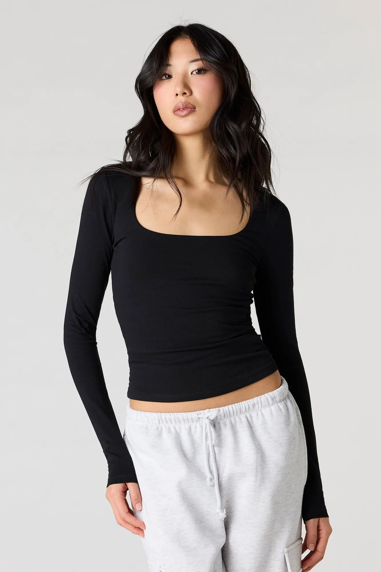 Soft Contour Square Neck Long Sleeve Top sold by Urban Planet product image thumbnail 4