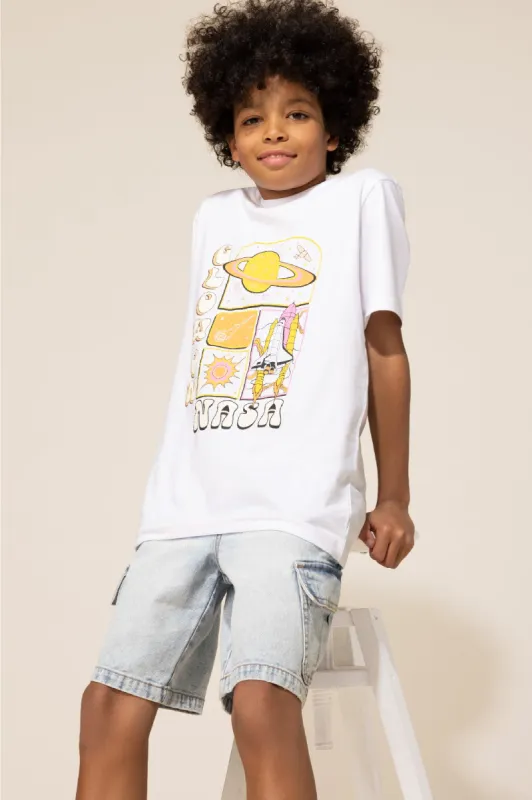 T-shirt à imprimé Glow On NASA pour garçon sold by Urban Planet