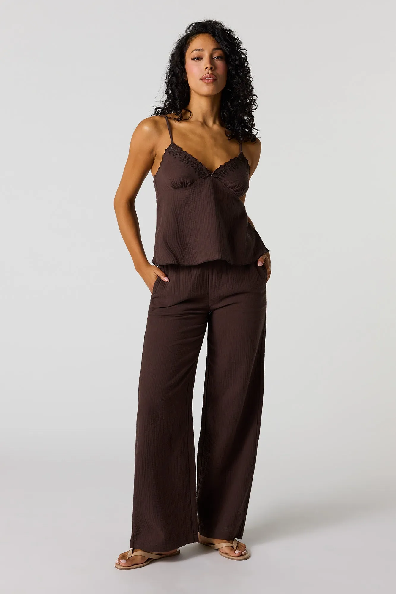 Gauze Wide Leg Pant sold by Urban Planet product image thumbnail 4