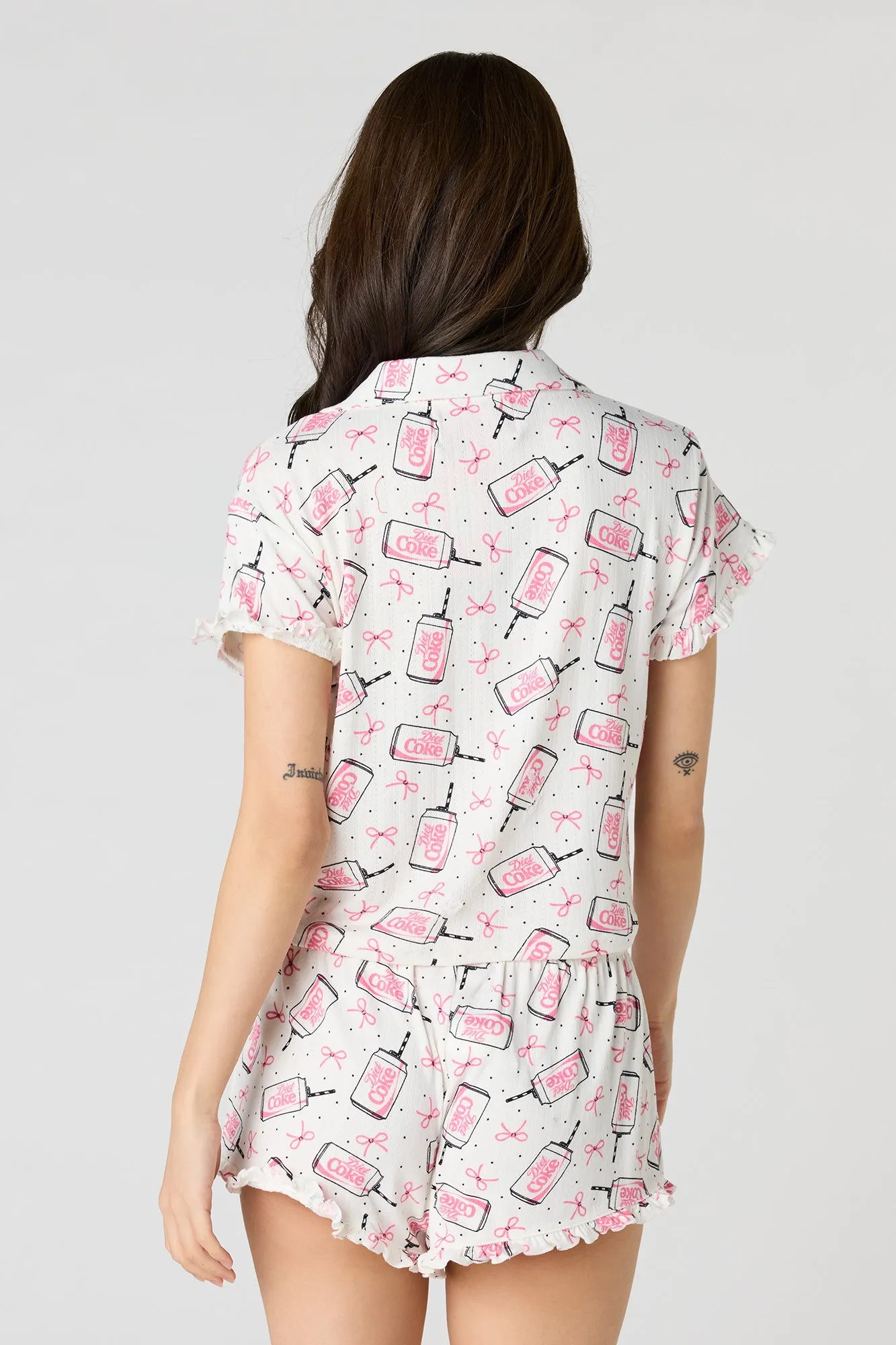 Diet Coke Button-Up Top & Short Pajama Set sold by Urban Planet product image thumbnail 2