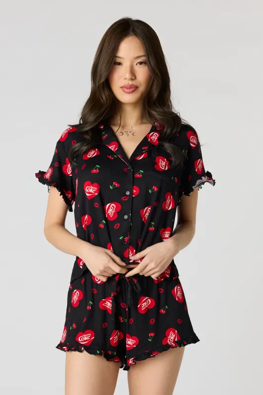 Cherry Coke Button-Up Top & Short Pajama Set sold by Urban Planet