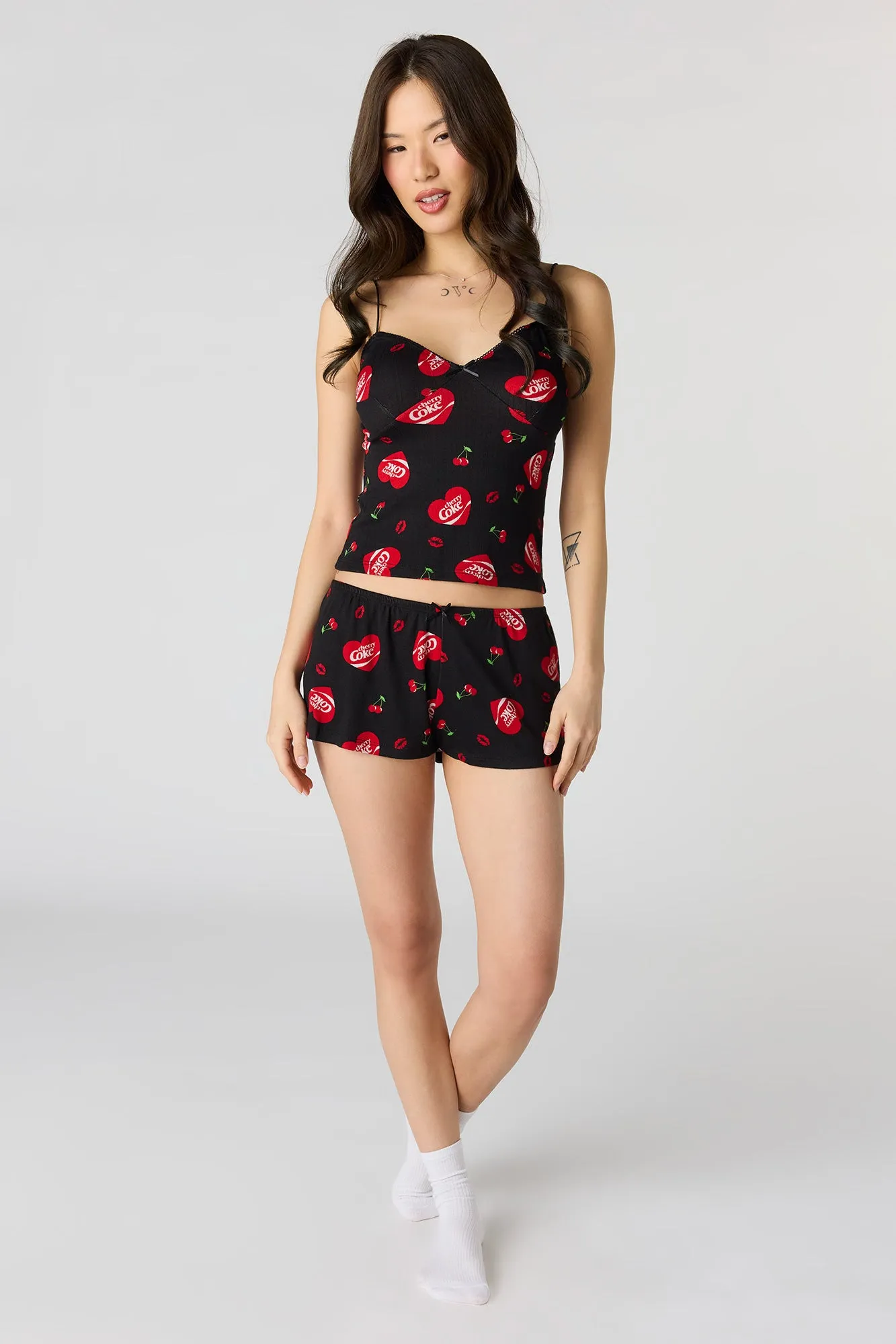 Cherry Coke Print Tank & Short Pajama Set sold by Urban Planet product image thumbnail 3
