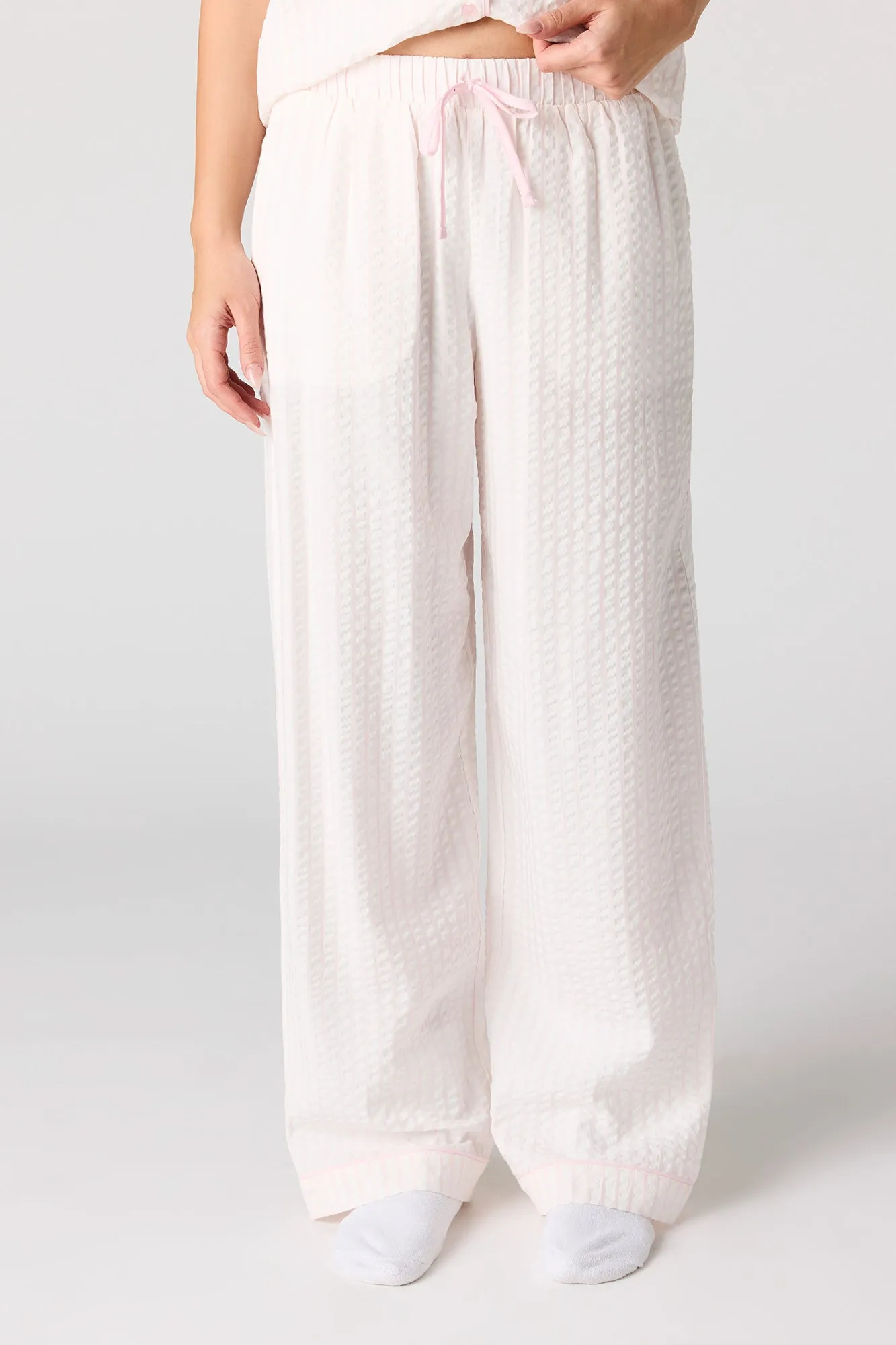 Striped Button-Up Top & Pant Pajama Set sold by Urban Planet product image thumbnail 3