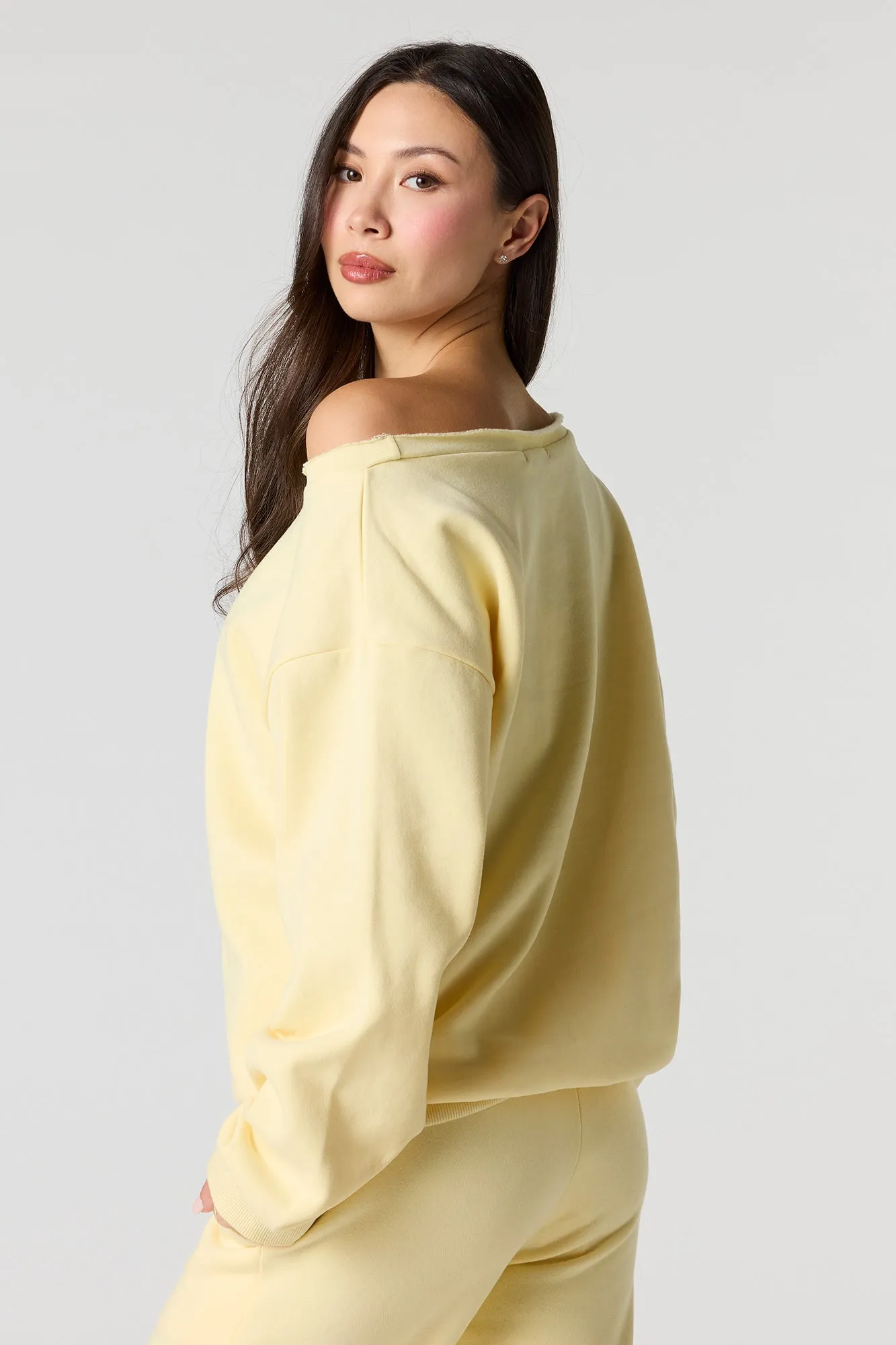 Off Shoulder Fleece Sweatshirt sold by Urban Planet product image thumbnail 2