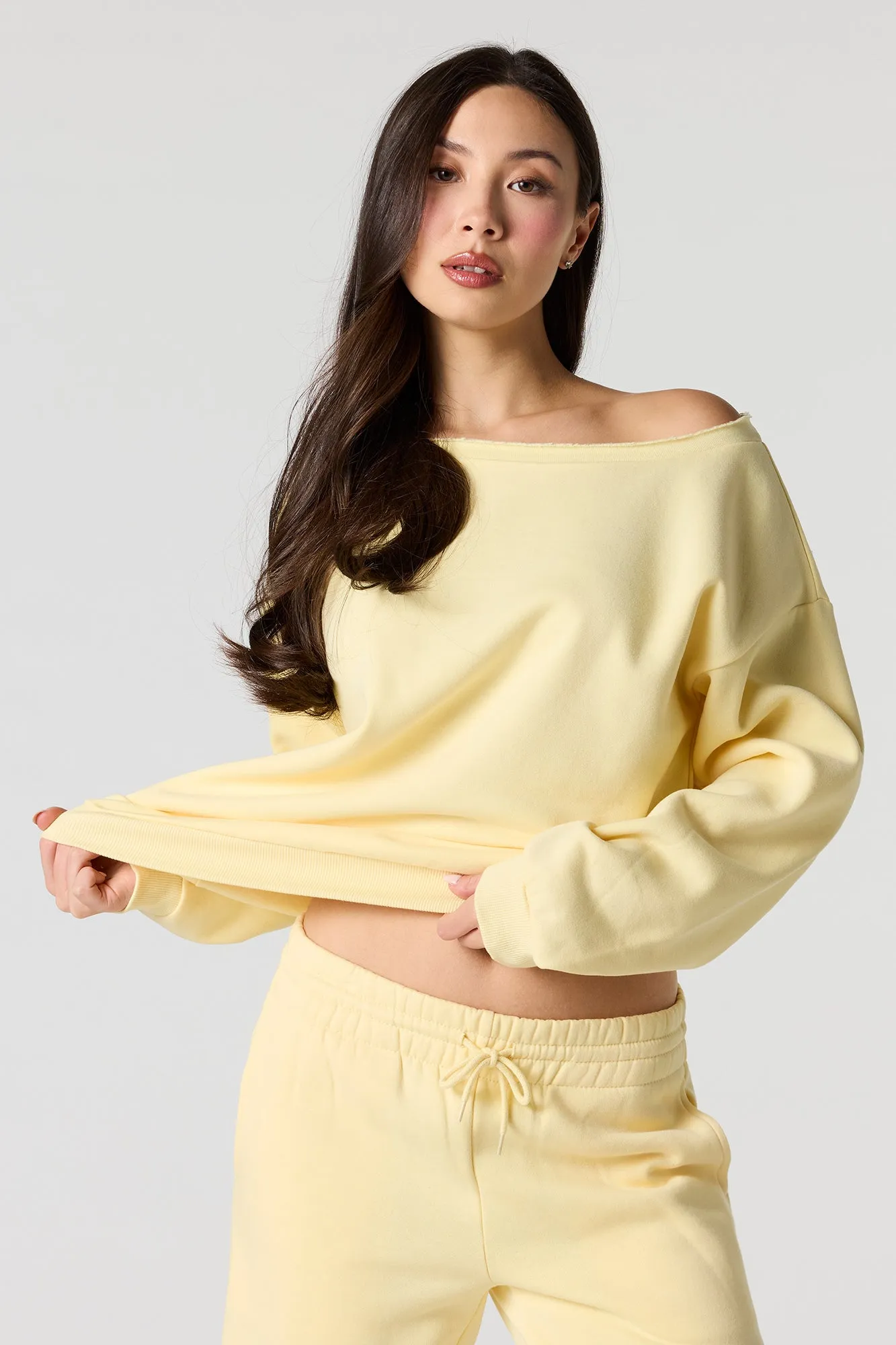 Off Shoulder Fleece Sweatshirt sold by Urban Planet