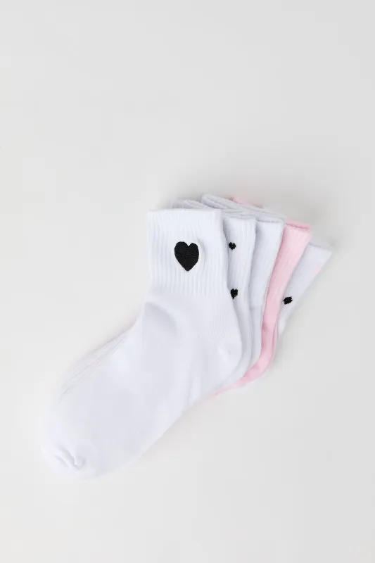 Valentine's Day Embroidered Quarter Socks (5 Pack) sold by Urban Planet
