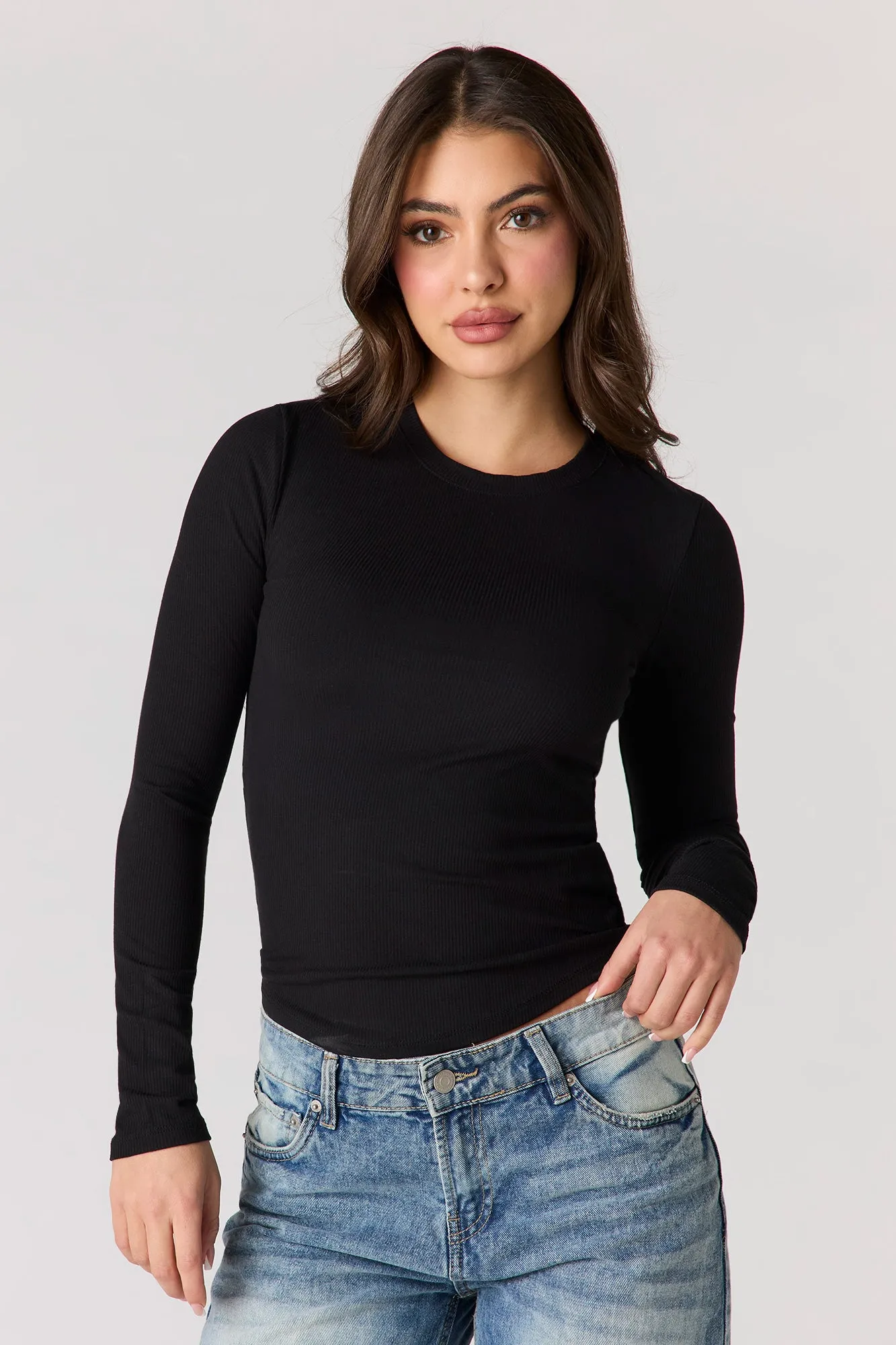 Classic Ribbed Long Sleeve Top sold by Urban Planet product image thumbnail 4