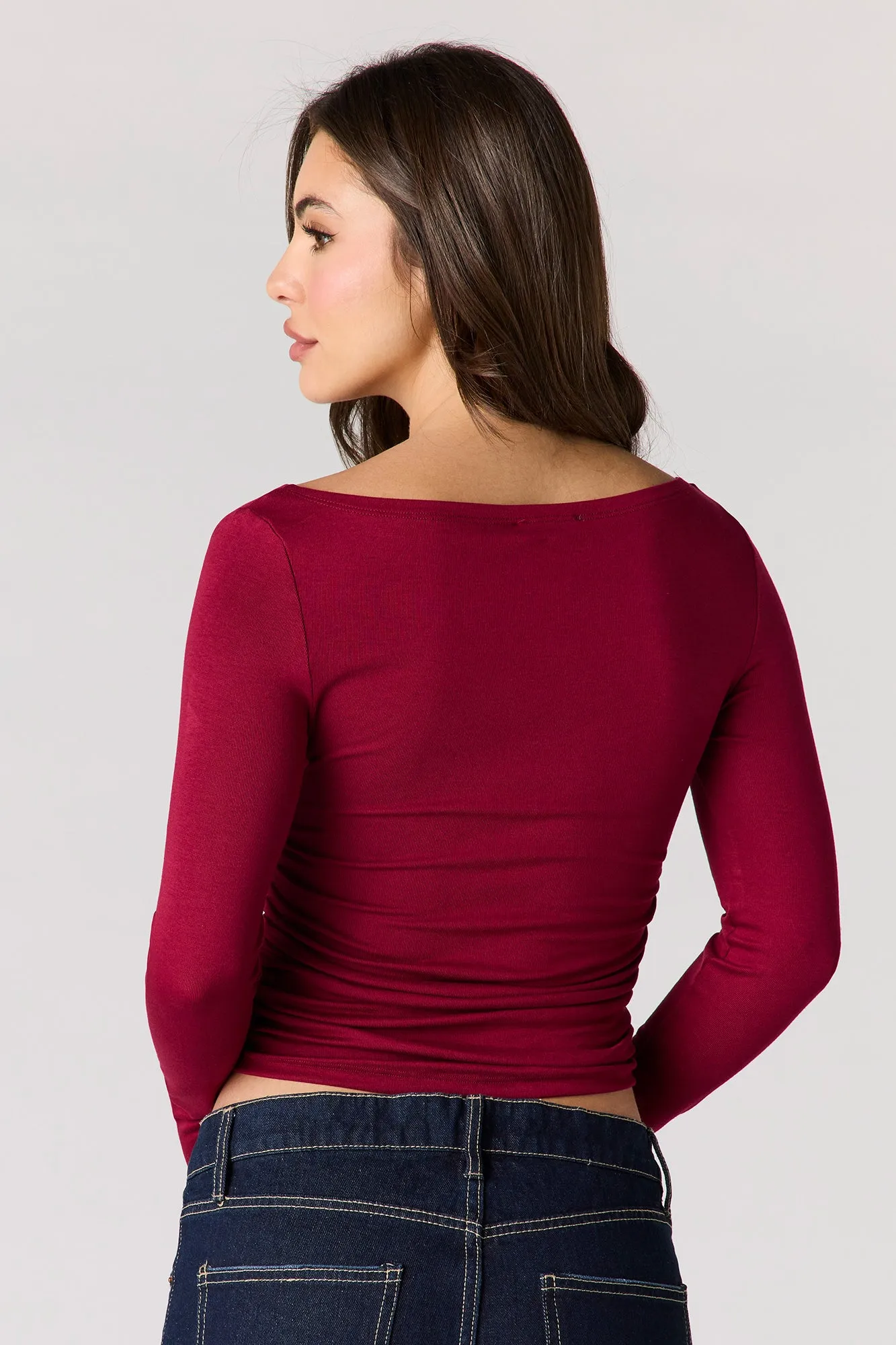 Ribbed Boat Neck Long Sleeve Top sold by Urban Planet product image thumbnail 2