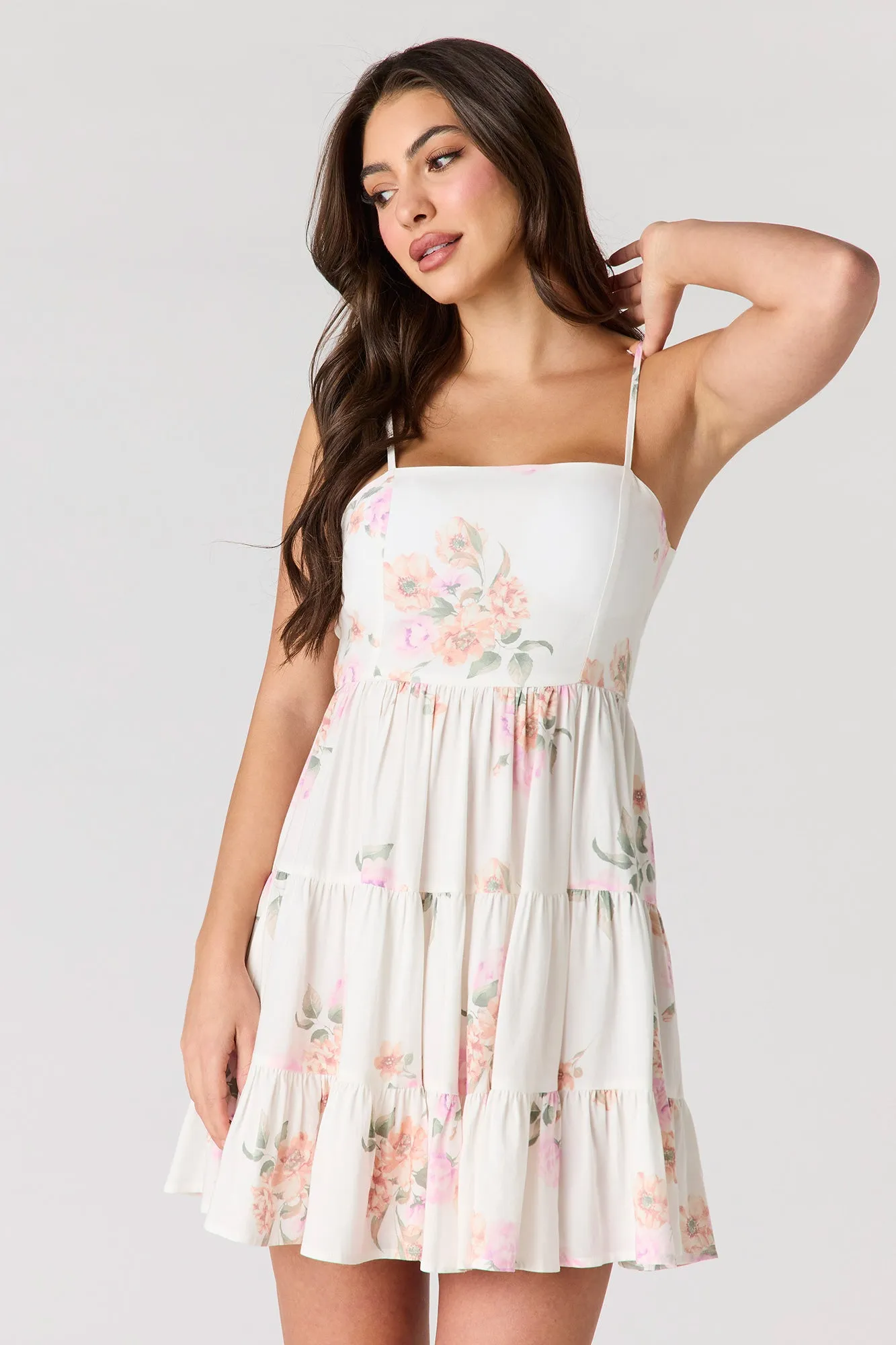 Braless Tie Back Tiered Mini Dress sold by Urban Planet