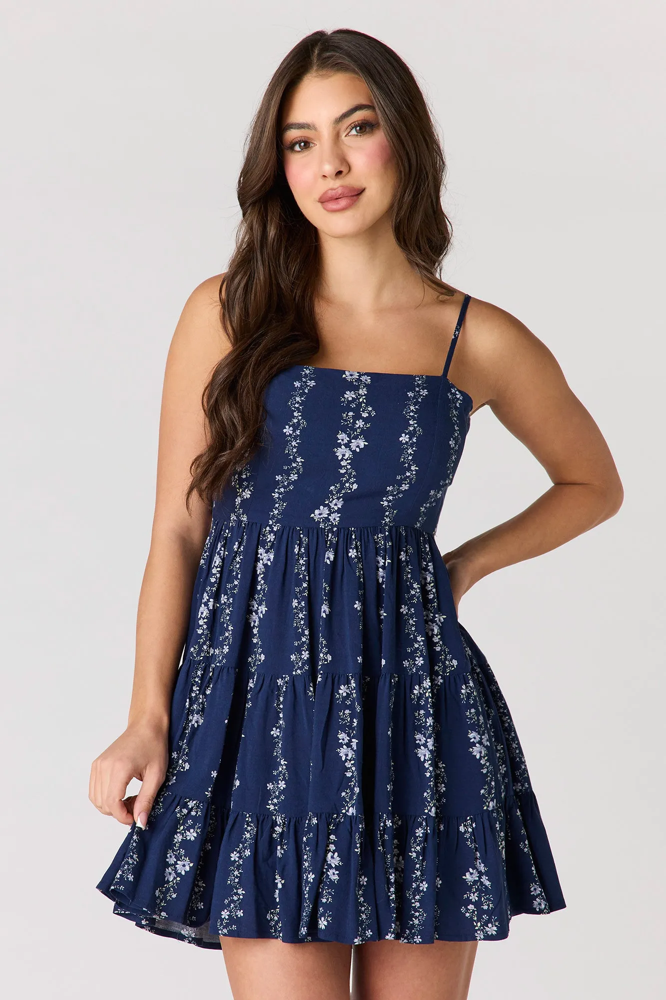 Braless Tie Back Tiered Mini Dress sold by Urban Planet product image thumbnail 4