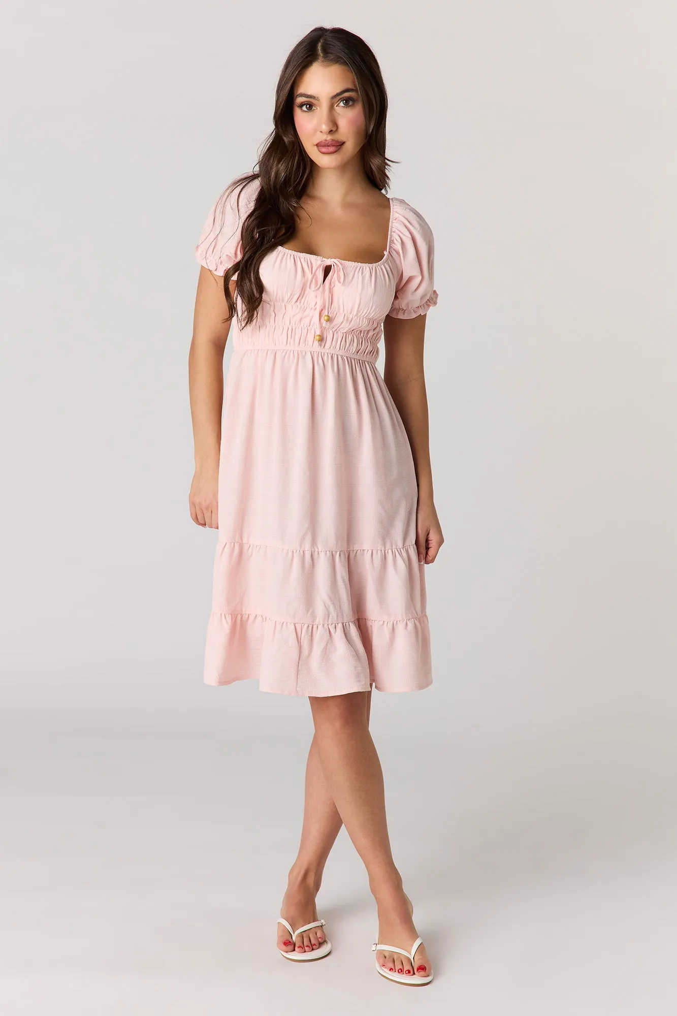 Puff Sleeve Tiered Midi Dress sold by Urban Planet product image thumbnail 3