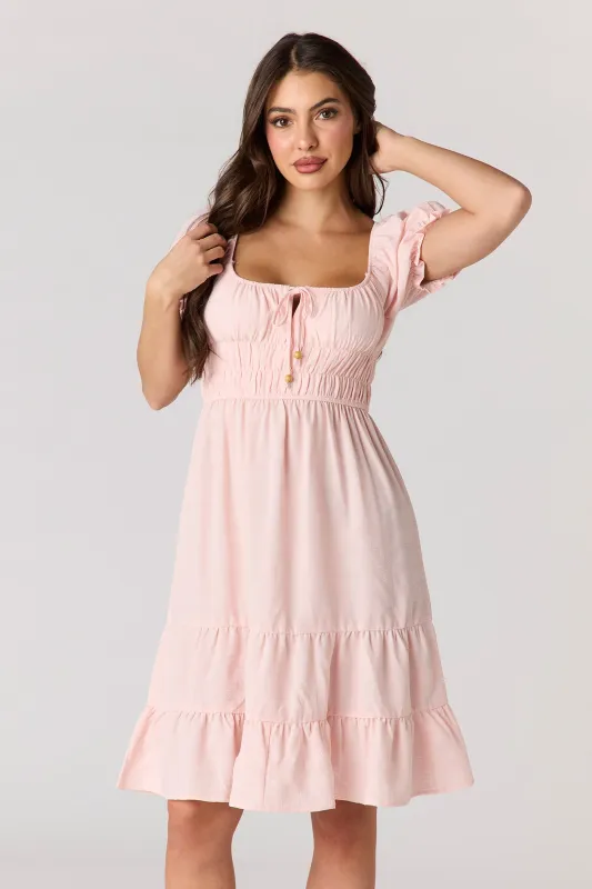 Puff Sleeve Tiered Midi Dress sold by Urban Planet