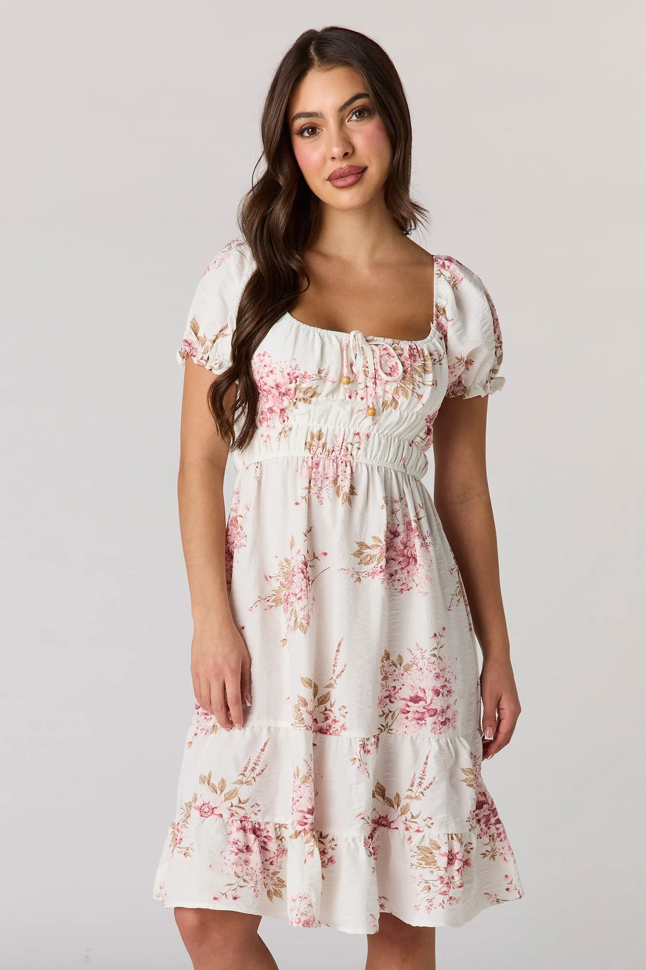 Puff Sleeve Tiered Midi Dress sold by Urban Planet product image thumbnail 4