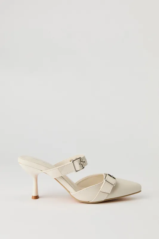 Faux Leather Buckled Kitten Heel sold by Urban Planet