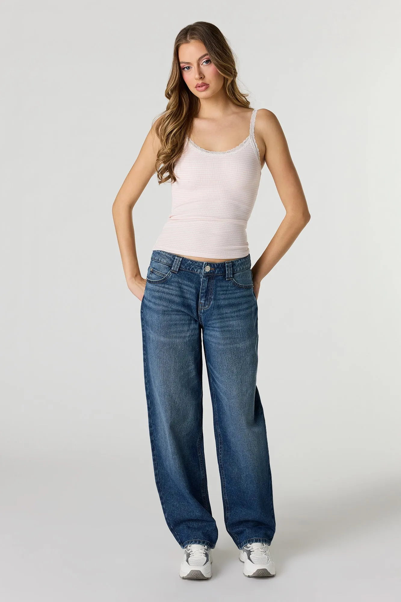 Braless Ribbed Lace Trim Tank sold by Urban Planet product image thumbnail 3