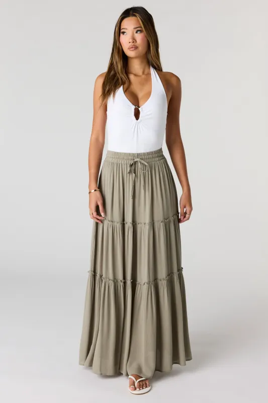 Ruffle Trim Maxi Skirt sold by Urban Planet