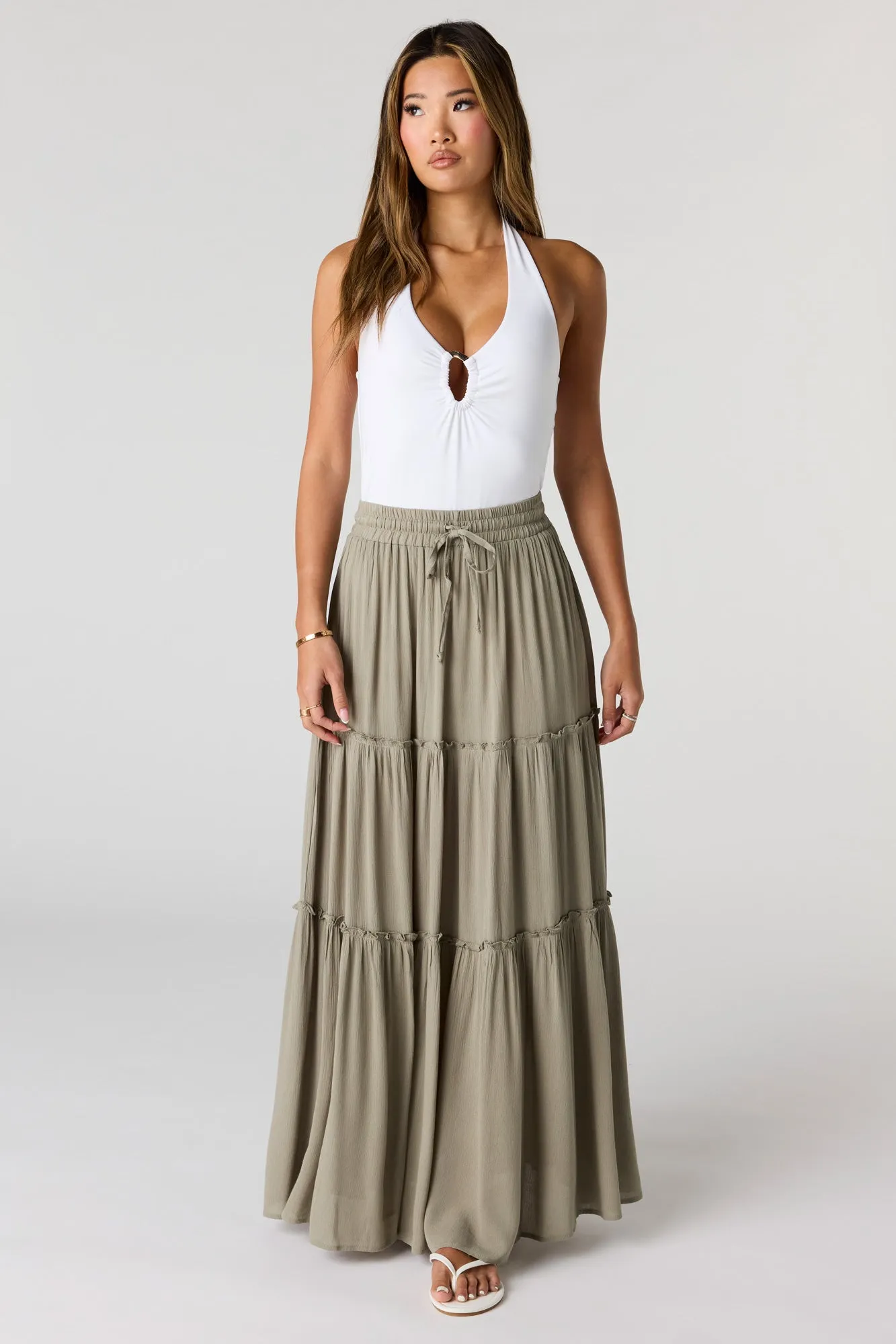 Ruffle Trim Maxi Skirt sold by Urban Planet