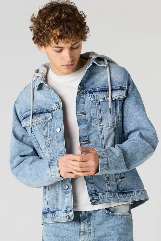 Denim Jacket with Fleece Hood sold by Urban Planet