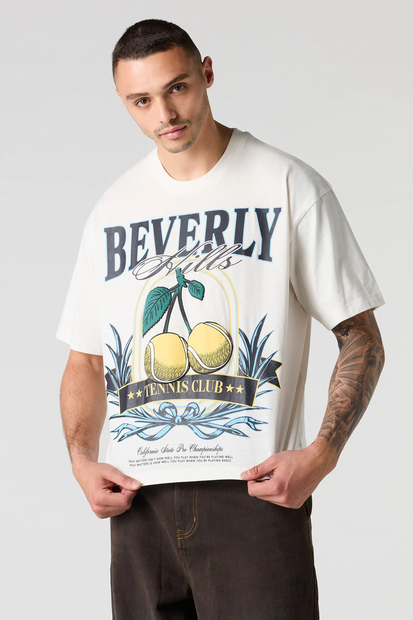 Beverly Hills Puff Print Boxy T-Shirt sold by Urban Planet