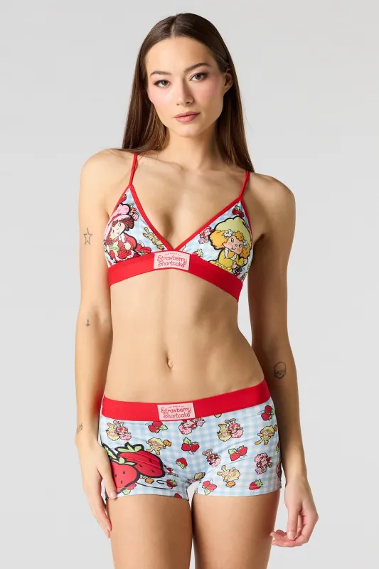 Strawberry Shortcake Triangle Bralette & Boy Short 2 Piece Set sold by Urban Planet