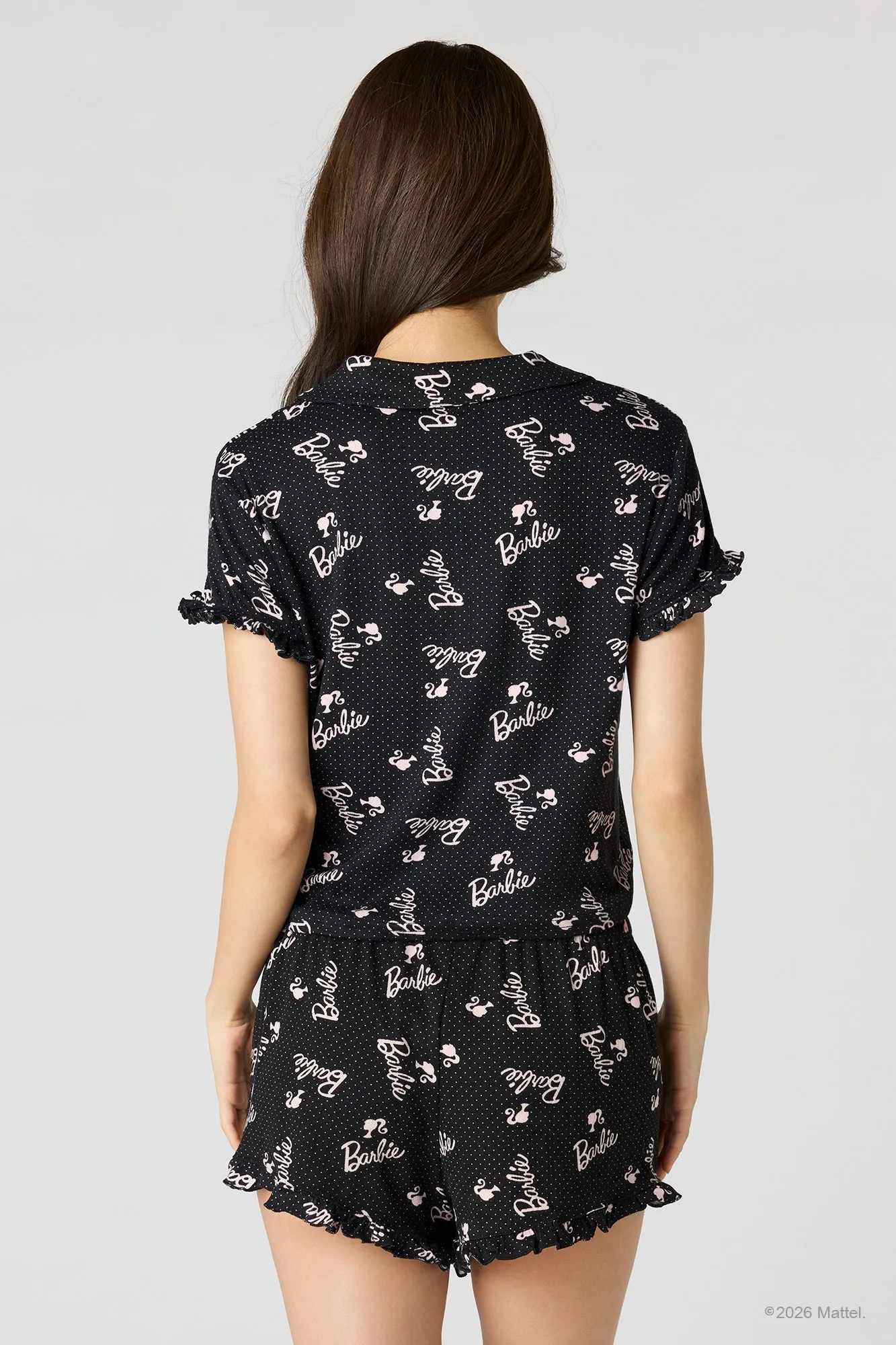 Barbie™ Pointelle Button-Up Top & Short Pajama Set sold by Urban Planet product image thumbnail 5