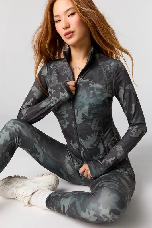 Camo Active Zip-Up Jacket sold by Urban Planet