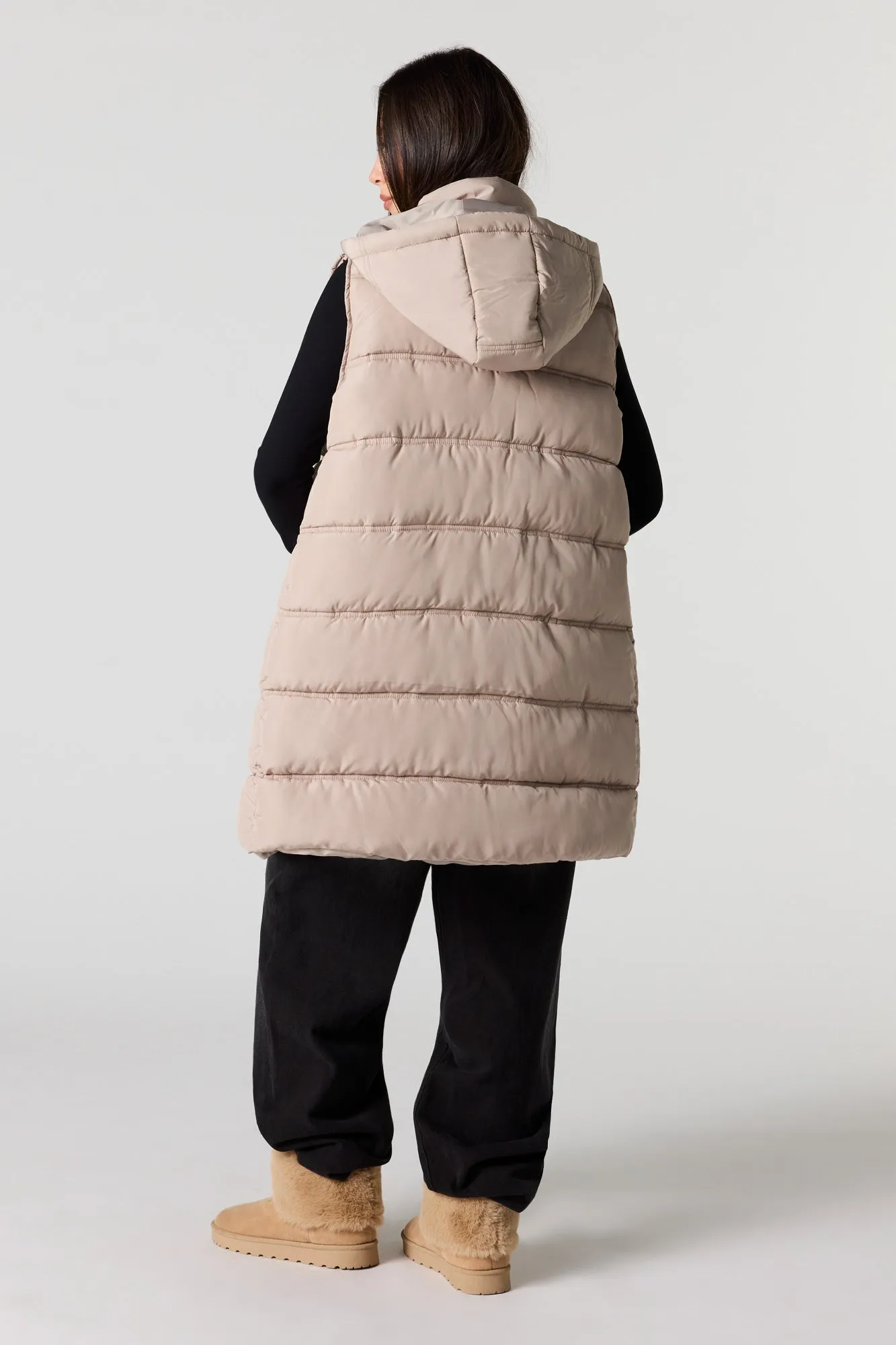 Long Line Hooded Puffer Vest sold by Urban Planet product image thumbnail 2