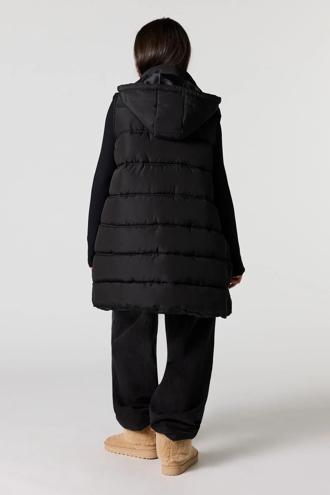 Long Line Hooded Puffer Vest sold by Urban Planet product image thumbnail 5