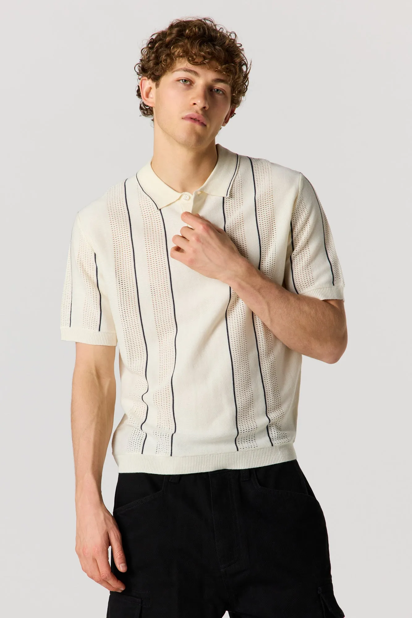 Textured Striped Polo Top sold by Urban Planet product image thumbnail 4