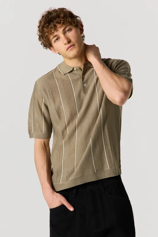 Textured Striped Polo Top sold by Urban Planet