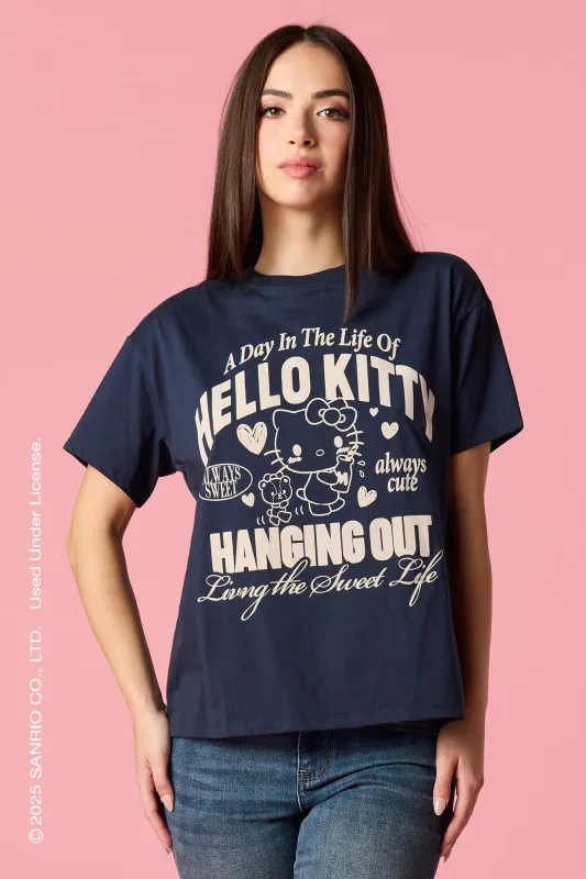 Hello Kitty® Flock Print Boyfriend T-Shirt sold by Urban Planet