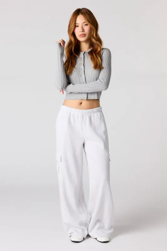 Fleece Ultra Wide Leg Cargo Sweatpant sold by Urban Planet