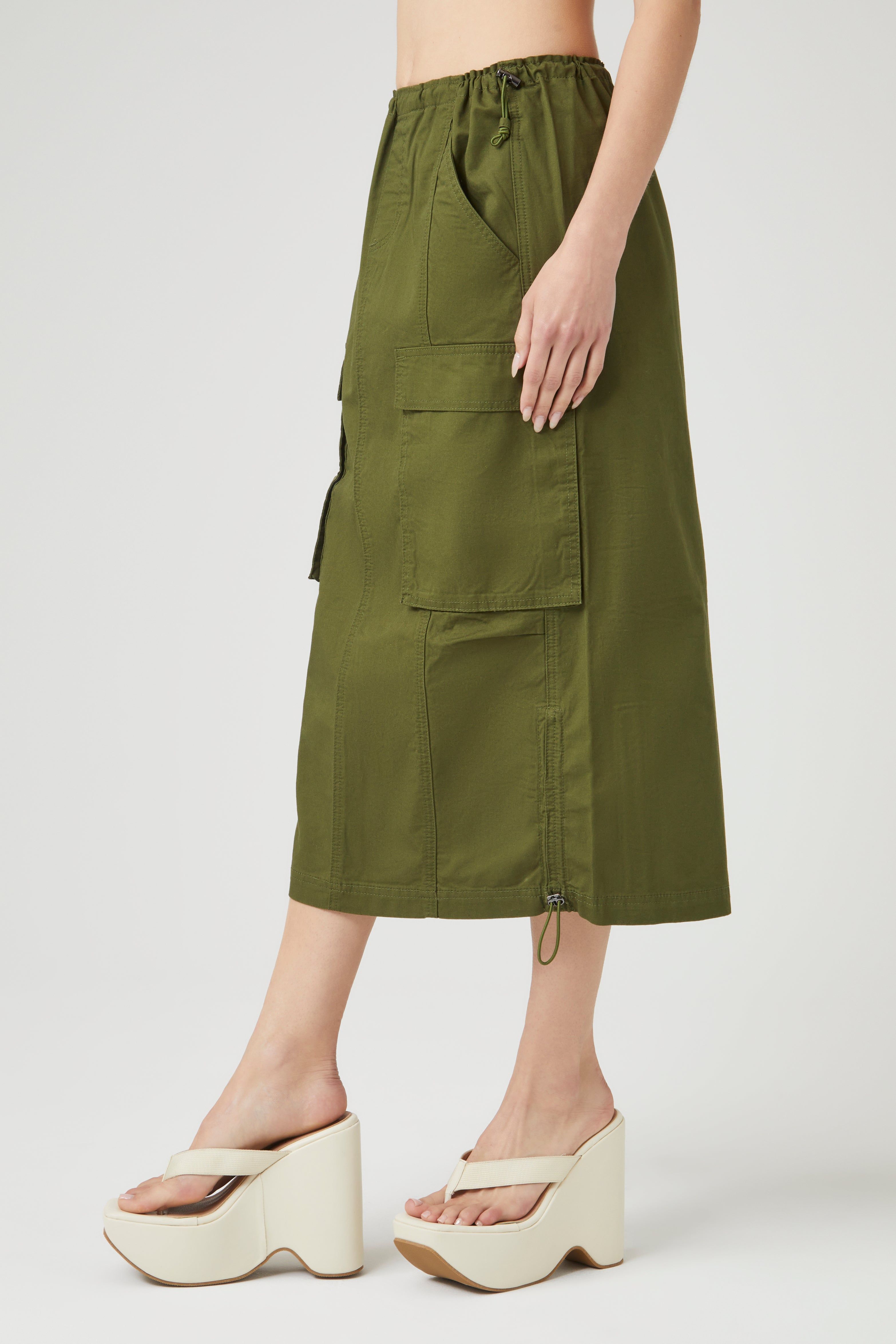 Jupe midi en sergé avec taille coulissante à barillet sold by Urban Planet product image thumbnail 8