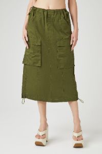 Jupe midi en sergé avec taille coulissante à barillet sold by Urban Planet